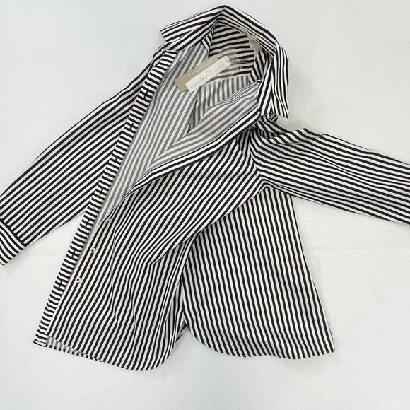 SOLD NWT CHICOS Size 0P Petite Small No-Iron Long Sleeve White Striped Shirt - Picture 3 of 16